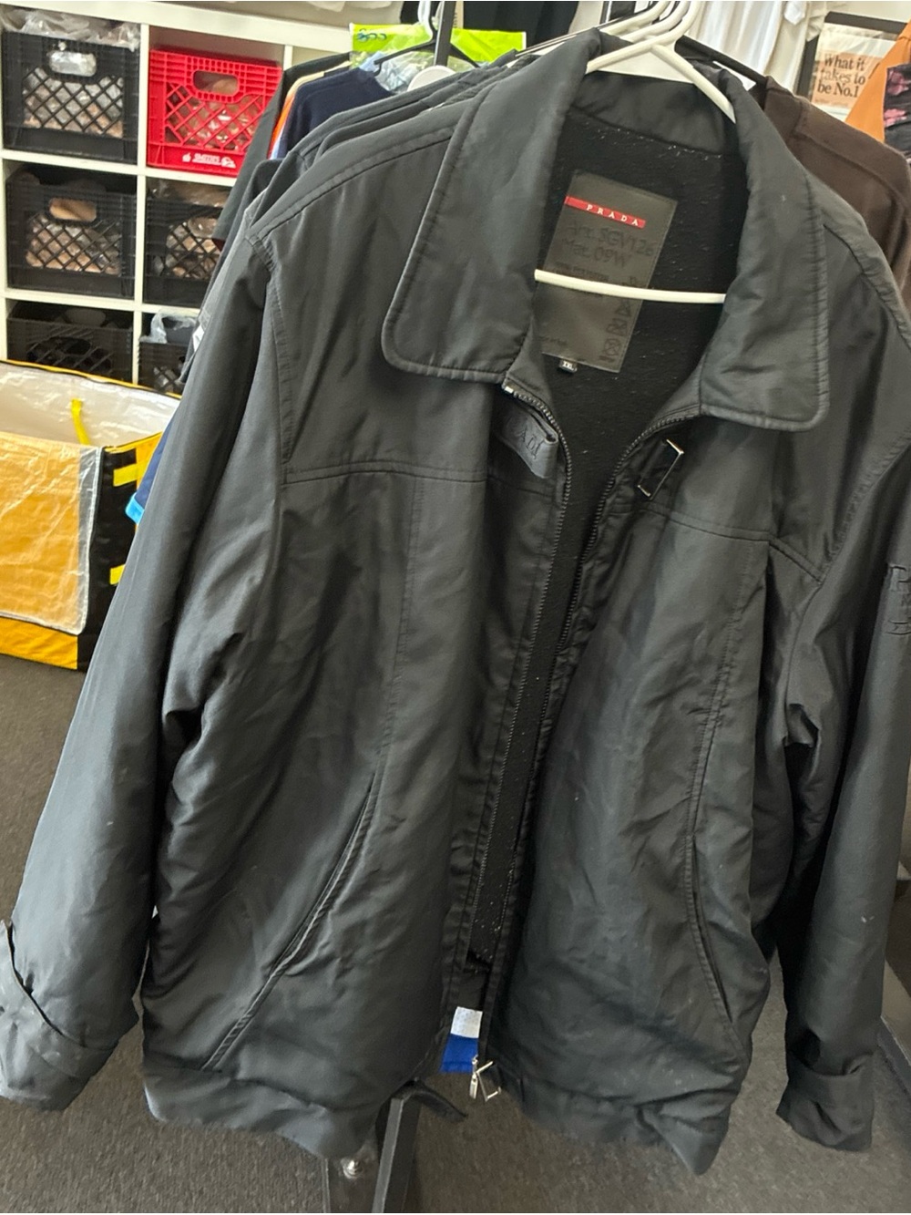 Men’s PRADA NYLON JACKET Rare Pre Owned Used SZ XXL BLK Red